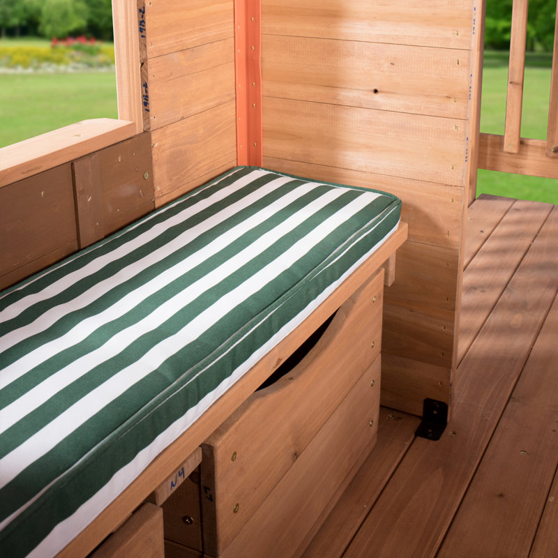 Scenic Heights Cedar Wooden Playhouse with Upper Deck and Stairs