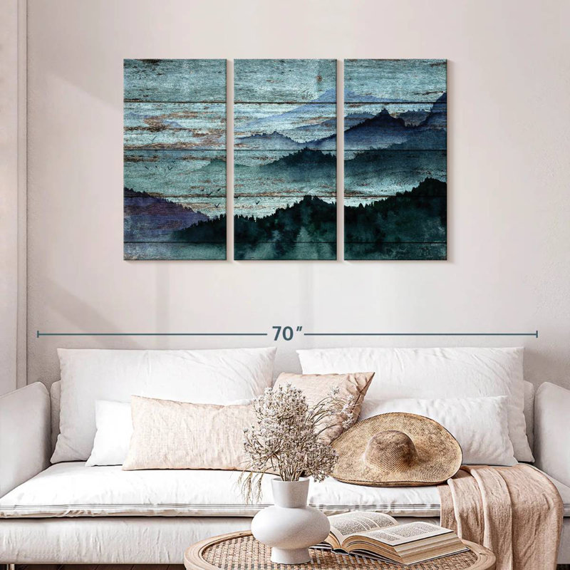 Alvord Rustic Blue Mountains, 28" H x 45" W