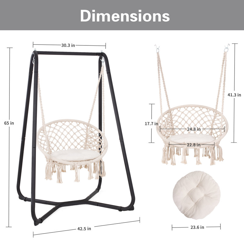 Twombly 1 Person Chair Hammock with Stand, Beige