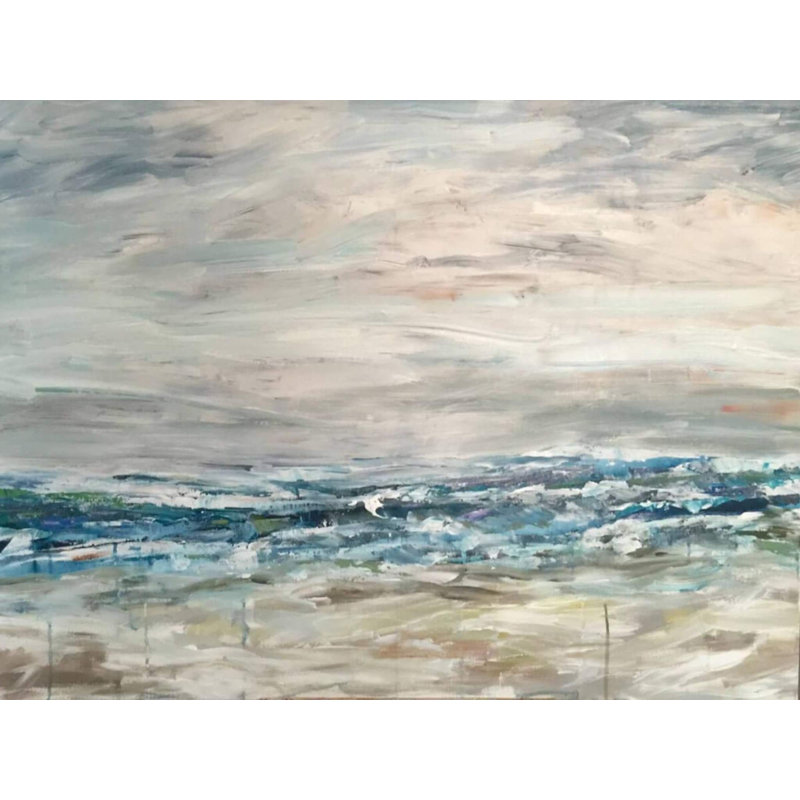 Surfing in the rain - Reproduction d'art sur toile, Toile avec cadre blanc, H 25,5 po x l 31,5 po x P 1,75 po