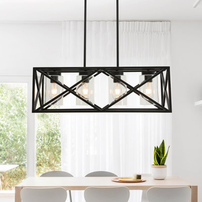 Luminaire suspendu linéaire à 4 lumières pour îlot de cuisine Alberga