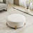 Modish Round Ottoman: Boucletop With Splayed Rubber Wood Legs, White-761866798-761866799