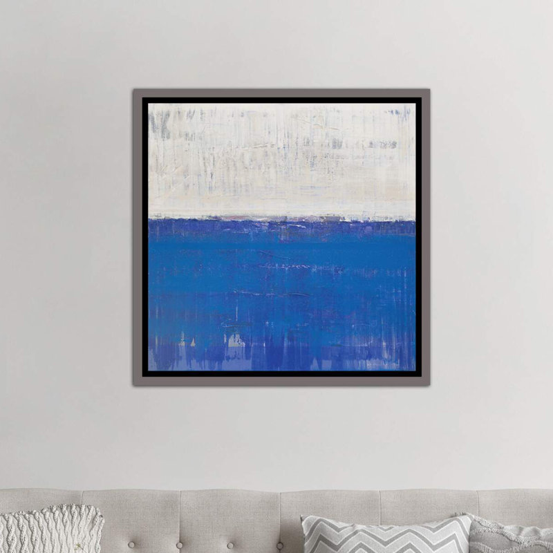 " Littoral " by Wayne Sleeth, Dark Rustic Wood Framed Canvas, 18" H x 18" W x 1.5" D