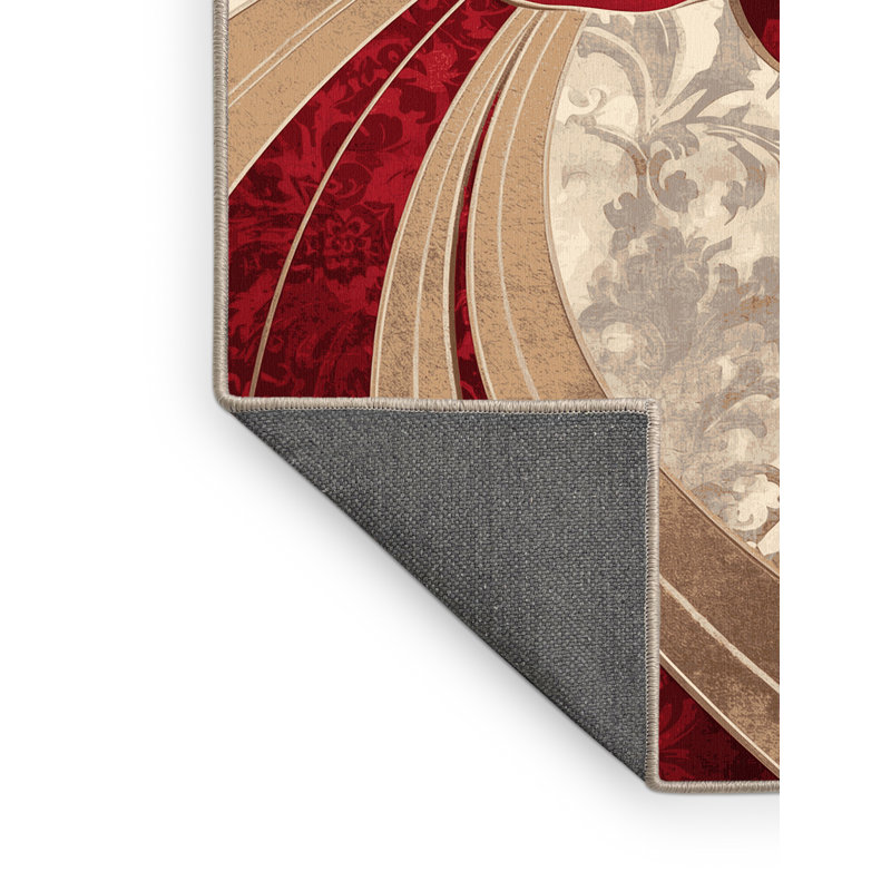 Tapis doux et moelleux en forme de damas orné de roses rouges Esmont, Carré 5 pi