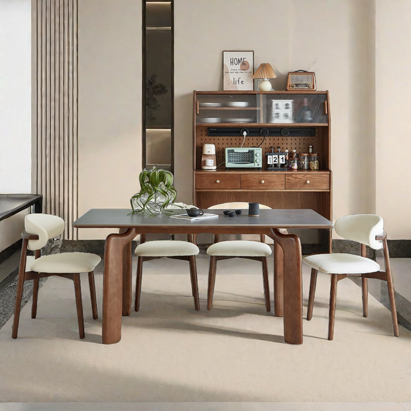 Table et chaise vintage en bois massif, H 29,5 po x L 62,99 po x l 31,49 po