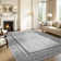 Black/White Oriental Floral Machine Washable Area Rug with Non-Slip Backing