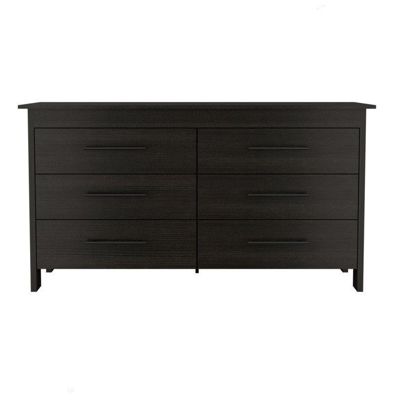 Commode rectangulaire à 6 tiroirs Southington - Wengé noir, Noir