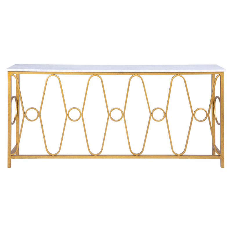 Bosporus 72" Console Table, Royal Gold, Carrera Marble