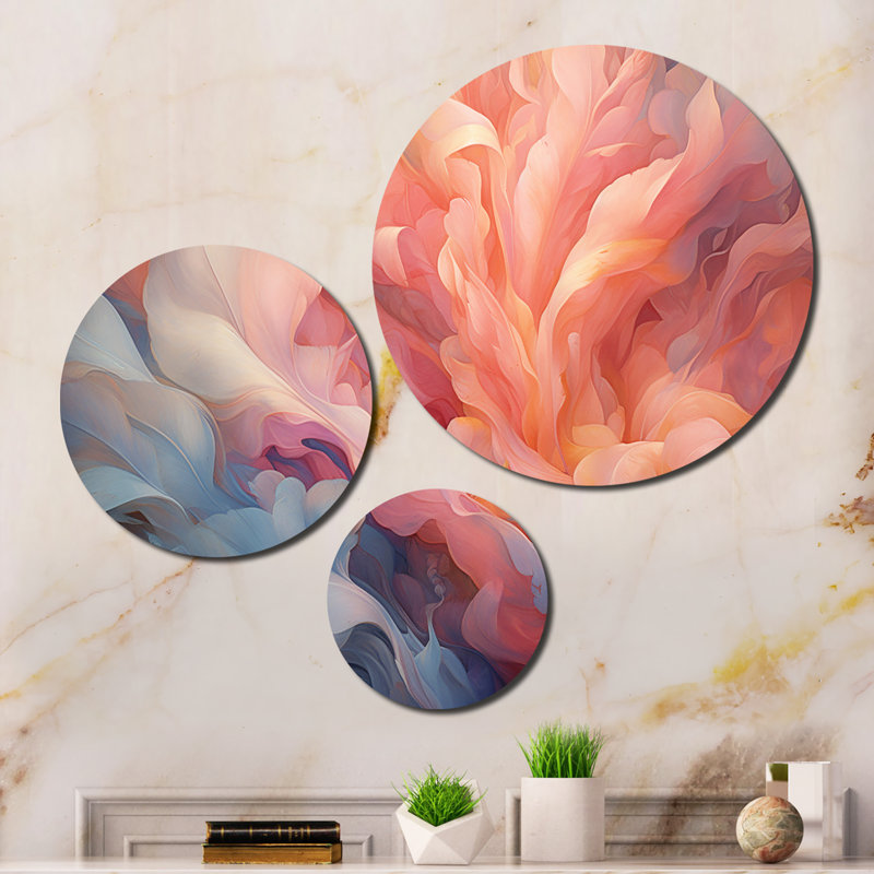 Ensemble de 3 décorations murales rose pêche bleu