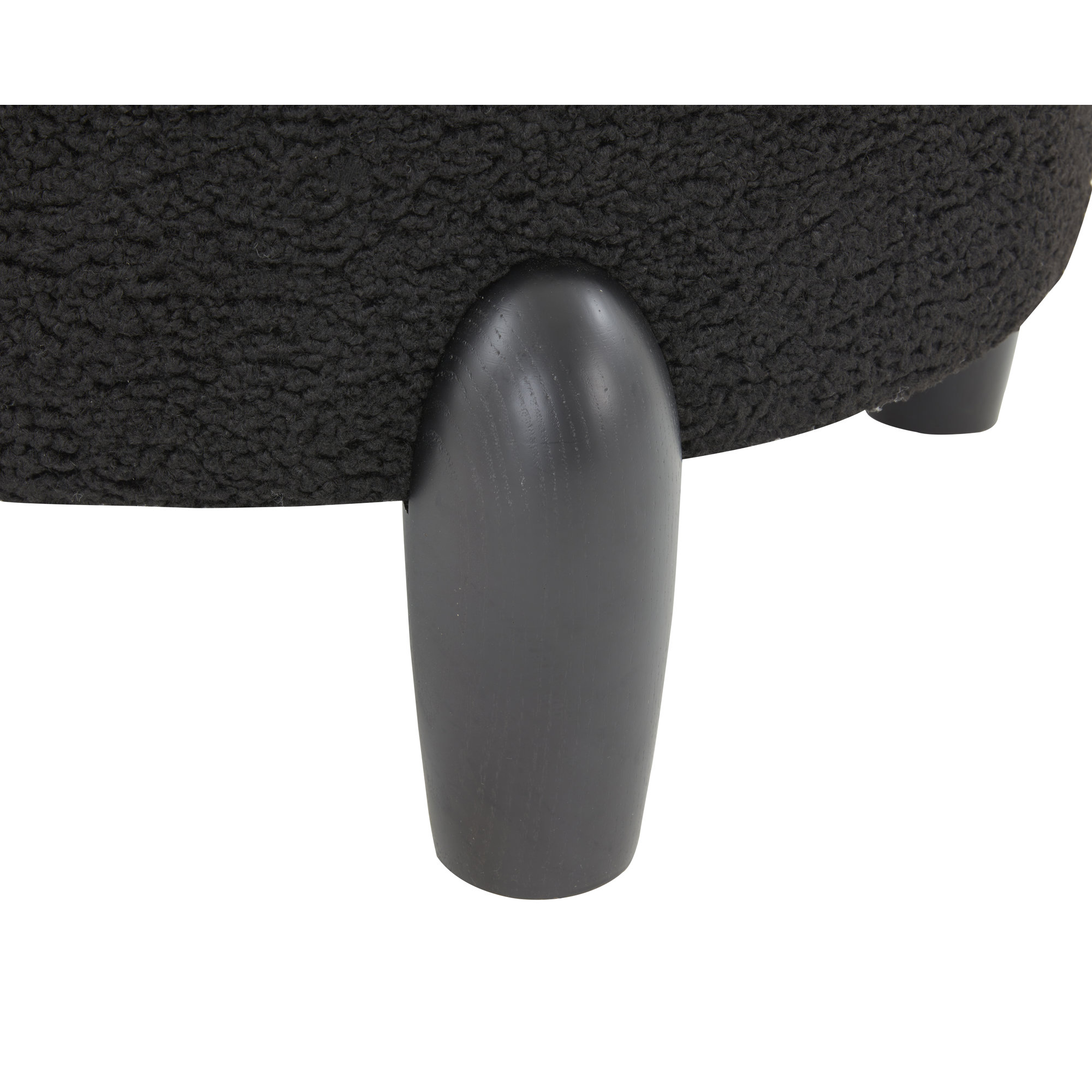 Geddes Upholstered Ottoman, Black, Black Sherpa