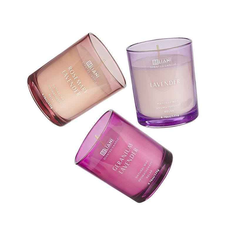 Scented Jar Candle, 7" L x 8" W, Pink/Purple/Red, Floral/Plant