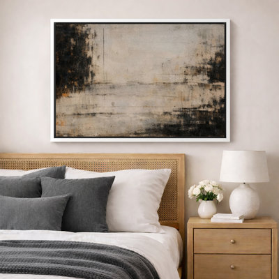 Moody Neutral Abstract Landscape Style Artwork, Living Room Pictures, Framed Canvas Giclee Print Wall Art
