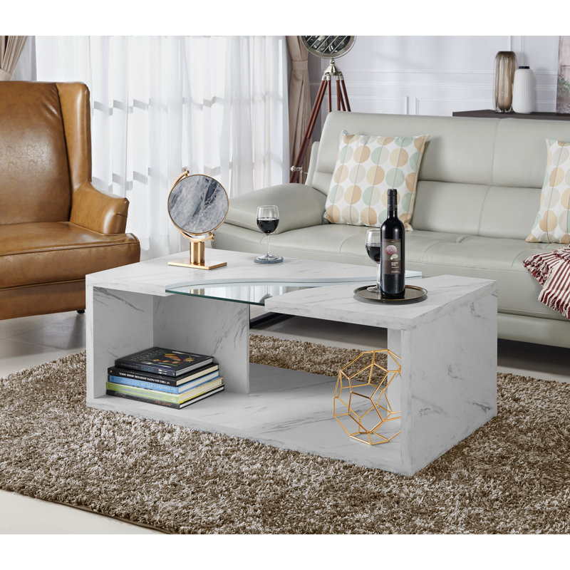 Temple Meads Single Coffee Table, Marble White