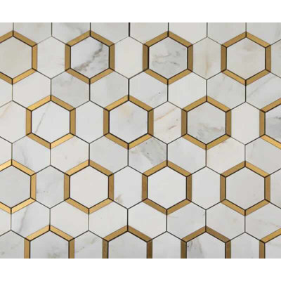 Calacatta 12" x 12" Marble Honeycomb Mosaic Tile