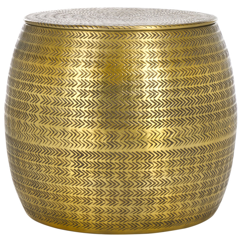 Table d'appoint Damauri avec rangement, Laiton antique