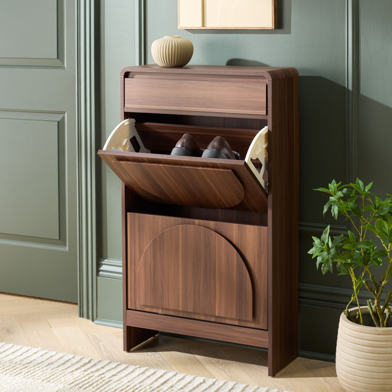 Armoire de rangement pour chaussures Willam, Noyer