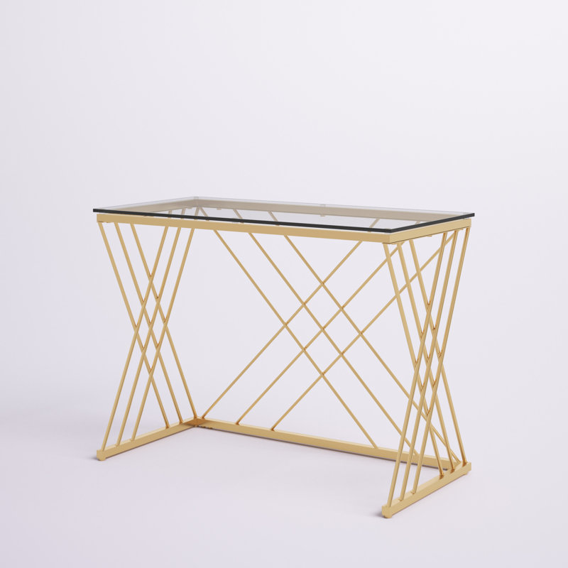 Metter Glass Top Metal Base Writing Desk
