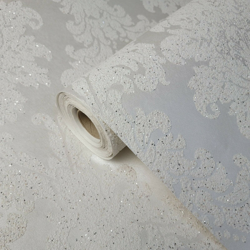 Rouleaux de papier peint texturé damas victorien naturel