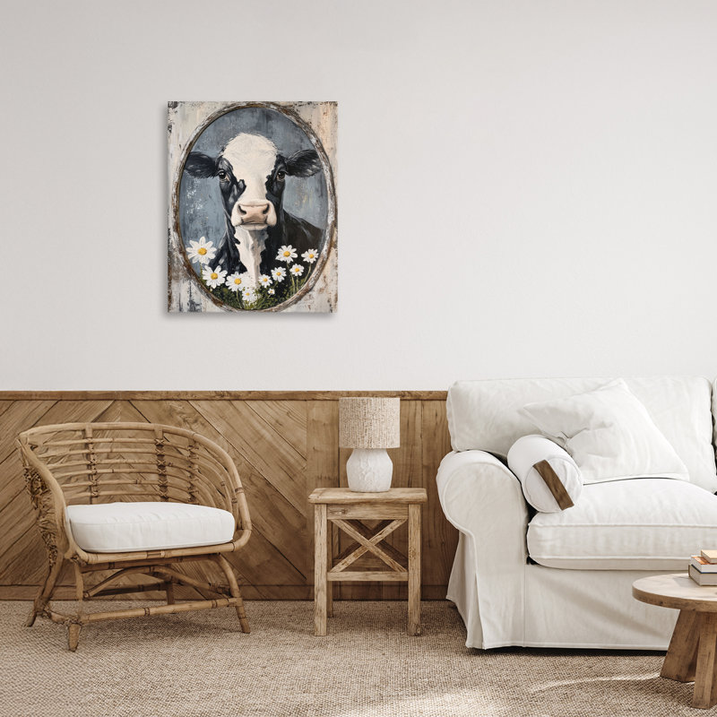 Portrait de vache patiné, design par Petal Prints Design, H 20 po x l 16 po