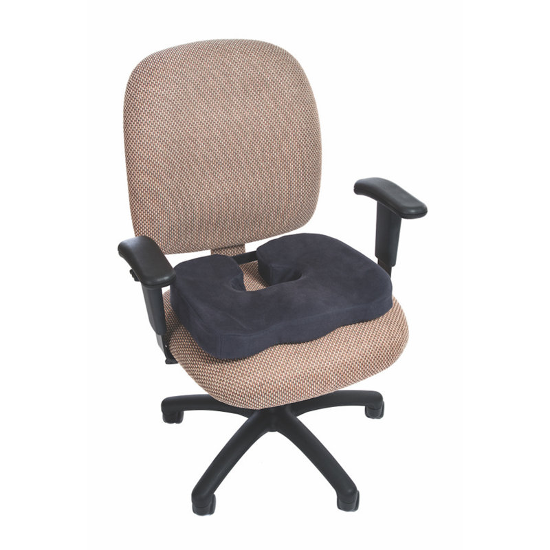 Ergonomic Black Foam Donut Coccyx Cushion with Hook-and-loop Closure