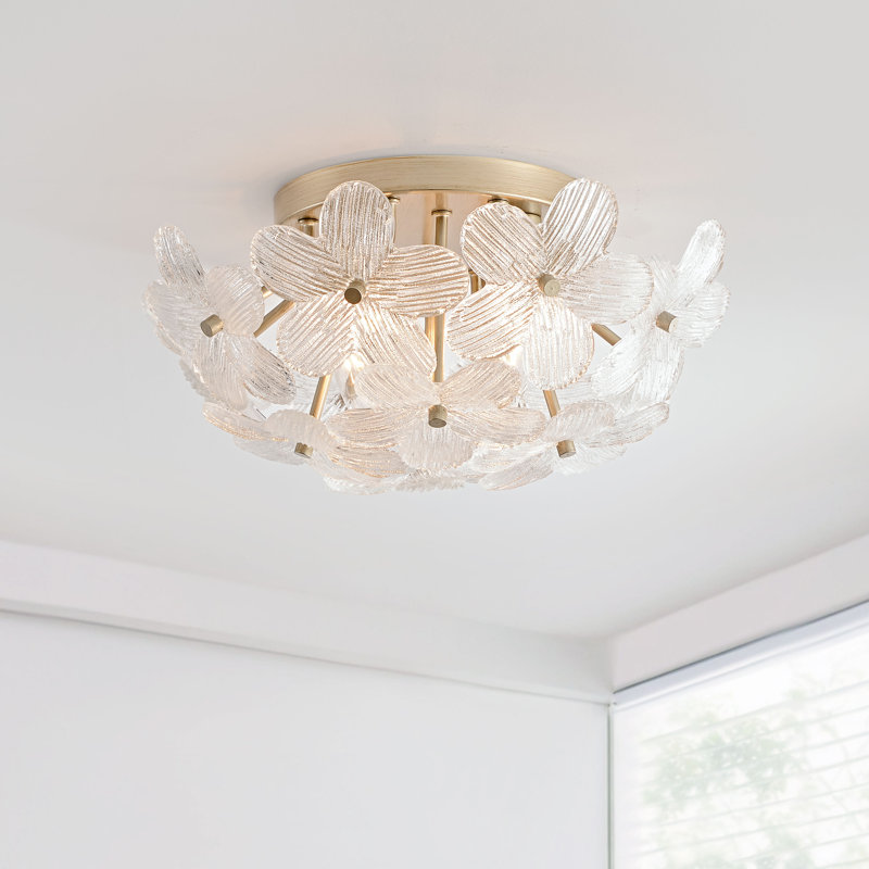 Plafonnier Frieda Modern à 3 lumières, 40,6 cm (16 po), en verre transparent, fini argent champagne brossé
