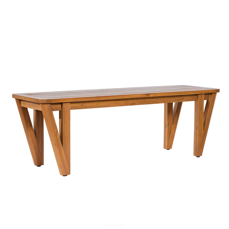 Banc de salle à manger en bois d'acacia avec pieds en forme de V 53,25 po Lillian, 2