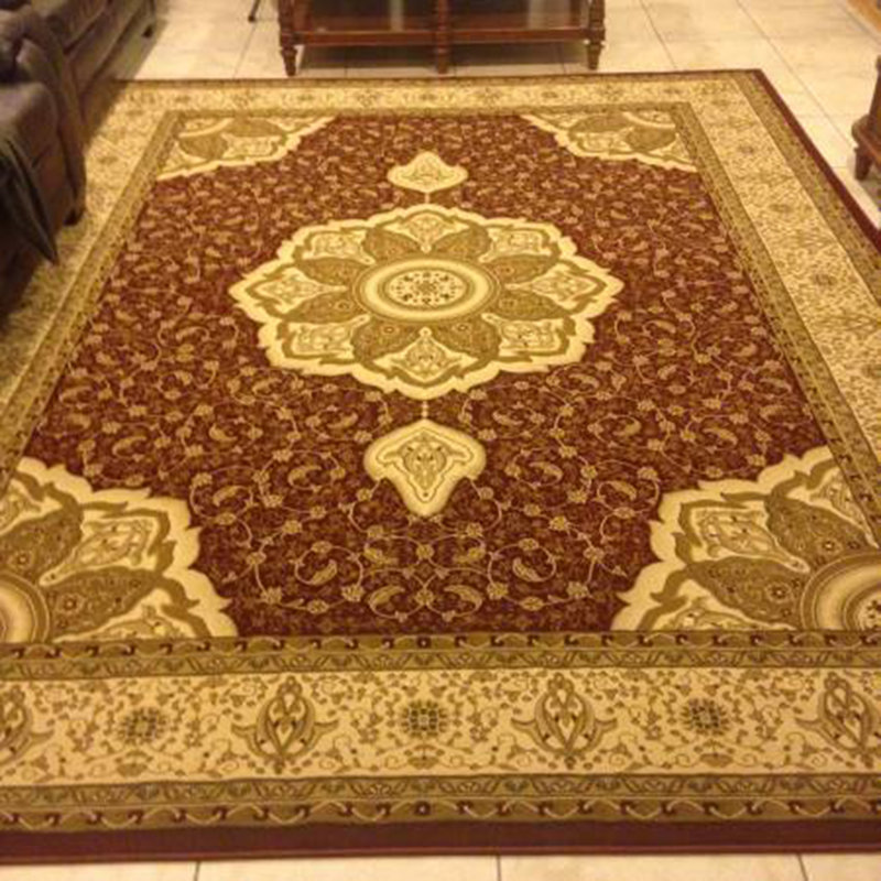 Infinity Oriental Area Rug in Burgundy/Brown, Rectangle: 7'10.6" x 10'7.8"