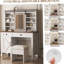 Bureau de maquillage avec miroir coulissant et lumières, support pour sèche-cheveux et prise de charge