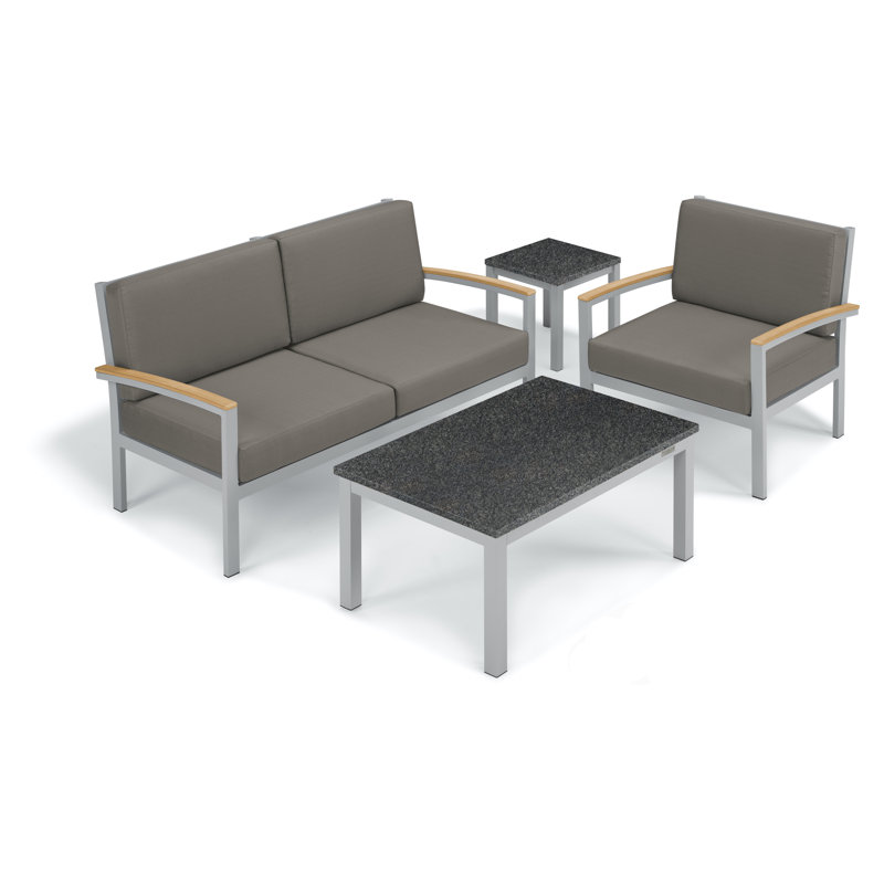 Travira Patio Chair with Cushions, Stone, Tekwood Natural