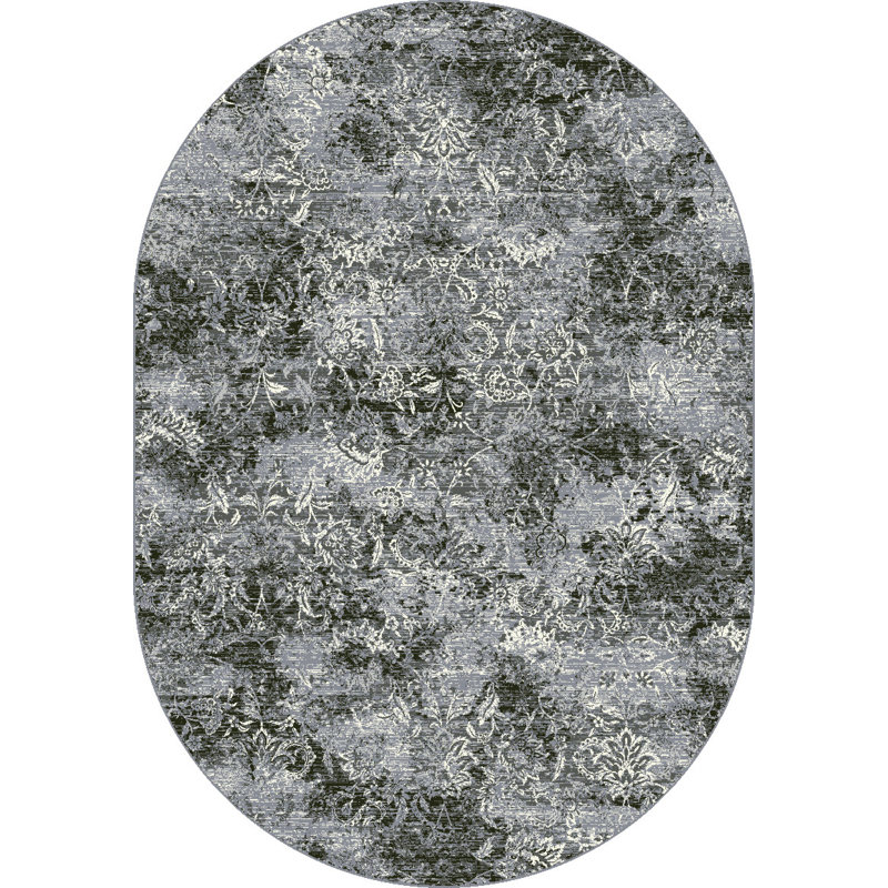 Tapis bleu/crème en acier Attell, Ovale 6 pi 7 po x 9 pi 6 po