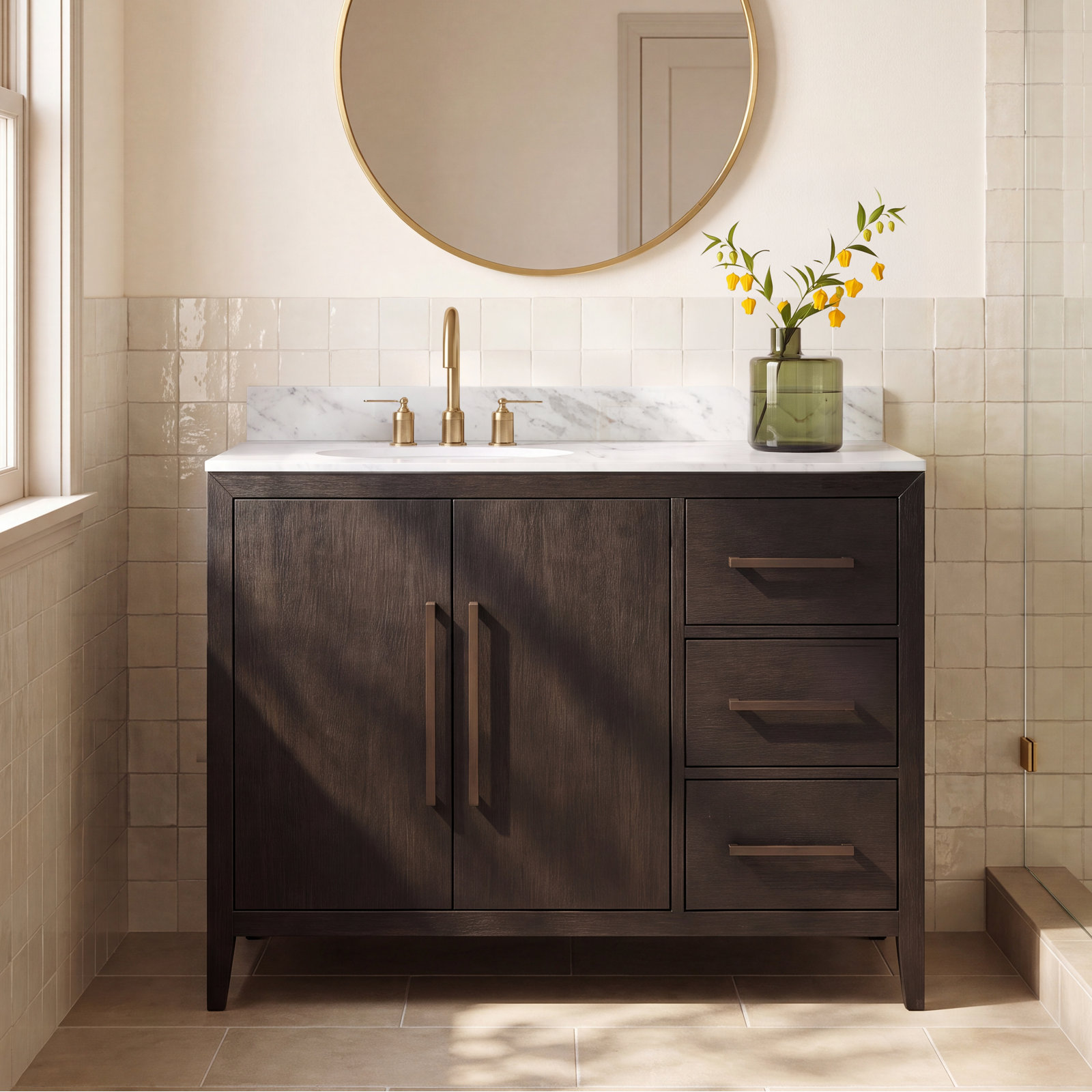 Alsup 42'' Single Bathroom Vanity, Dark Weathered Oak