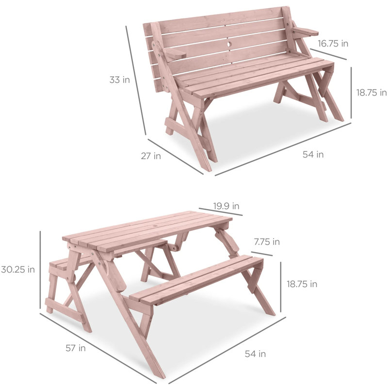 Table de pique-nique / banc de jardin, Rose