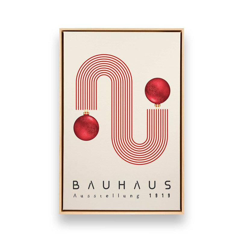 «Festive Red Bauhaus» 1919, reproduction sur toile, H 30,75 po x l 20,75 po, Cadre flottant brun