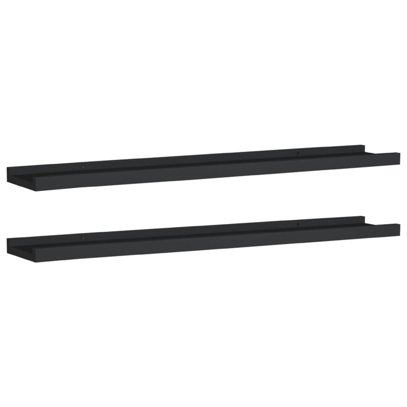 Ensemble de 2 tablettes murales surélevées Yuli, noir classique 32 po, Noir, 32 pouces