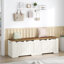 Coffre de rangement 59 po, coffre de rangement avec 2 charnières, coffre en bois, organisateur de coffre à plateau relevable, banc à chaussures pour entrée, chambre à coucher, salon, blanc / brun