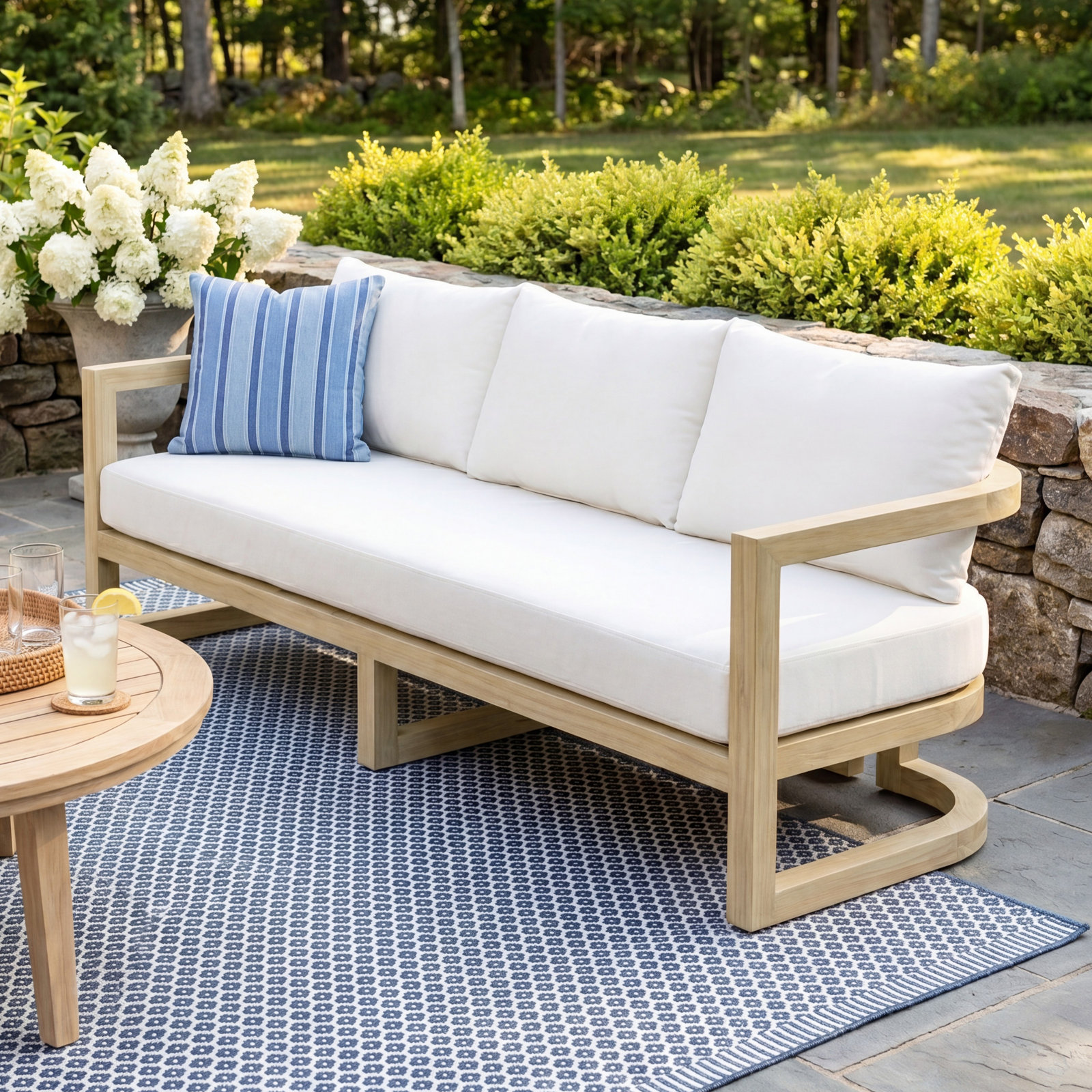 Emory 3-Person Acacia Wood Seating Sofa With Light Teak Finish