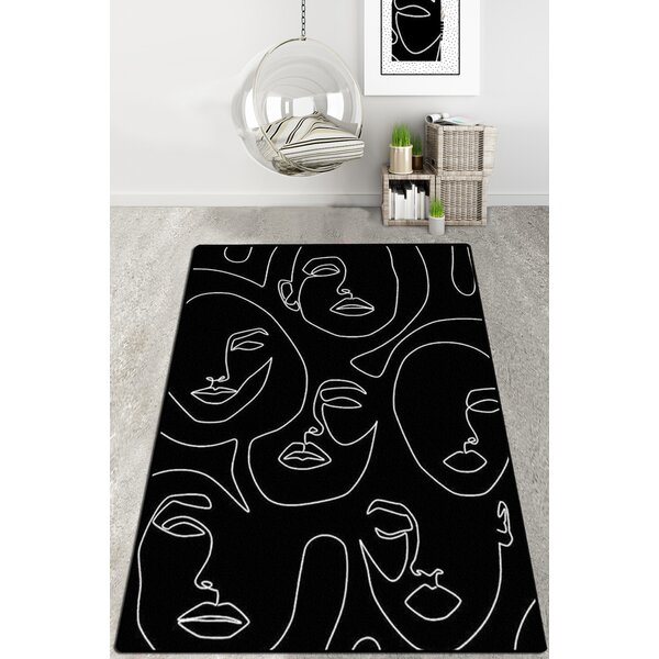 Bless international Machine Woven Black/White Rug & Reviews - Wayfair ...