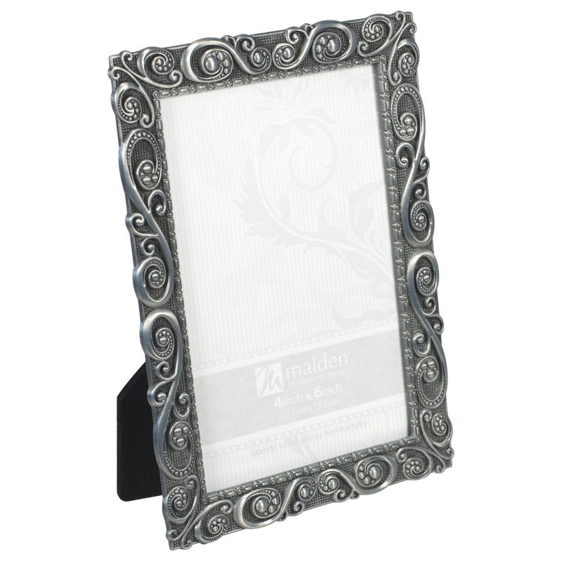 Ornate Pewter 4x6 Rectangular Photo Frame with Glass Cover