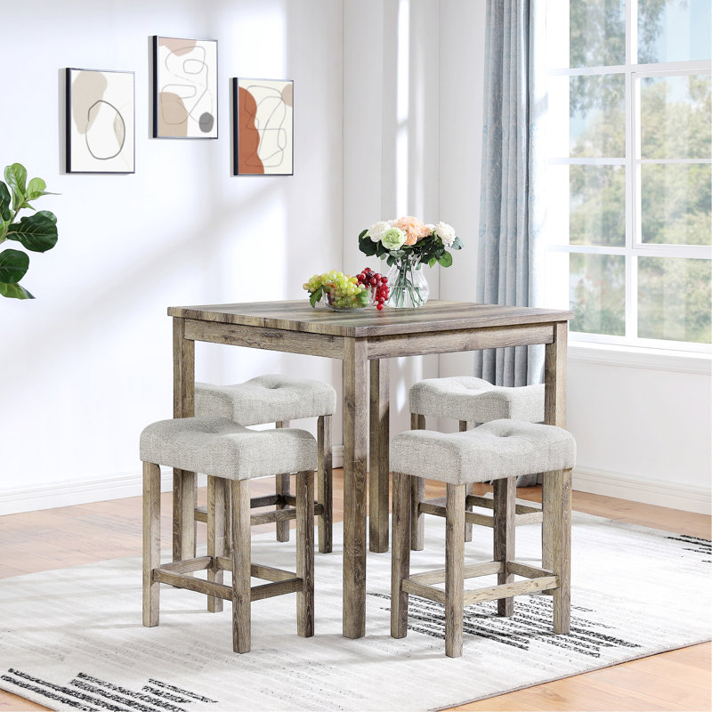 Ensemble de table de bar et de salle à manger de style industriel 5 pièces avec chaises, convient au salon, 4 chaises avec 1 table pour la salle à manger