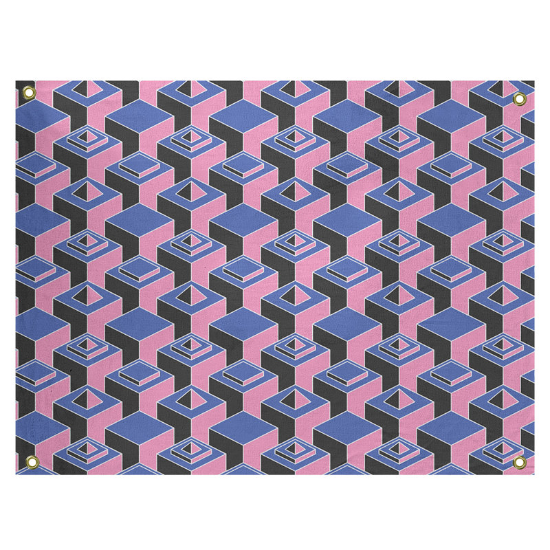 Tapisserie, H 59 po x l 80 po, Bleu/rose