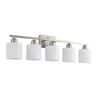 Modern 5-Light Vanity Light with Frosted Glass Shades