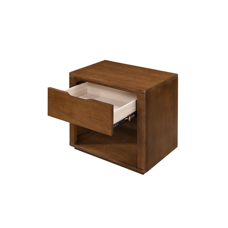 Venice Modern Nightstand With Soft Close Drawer, Brown