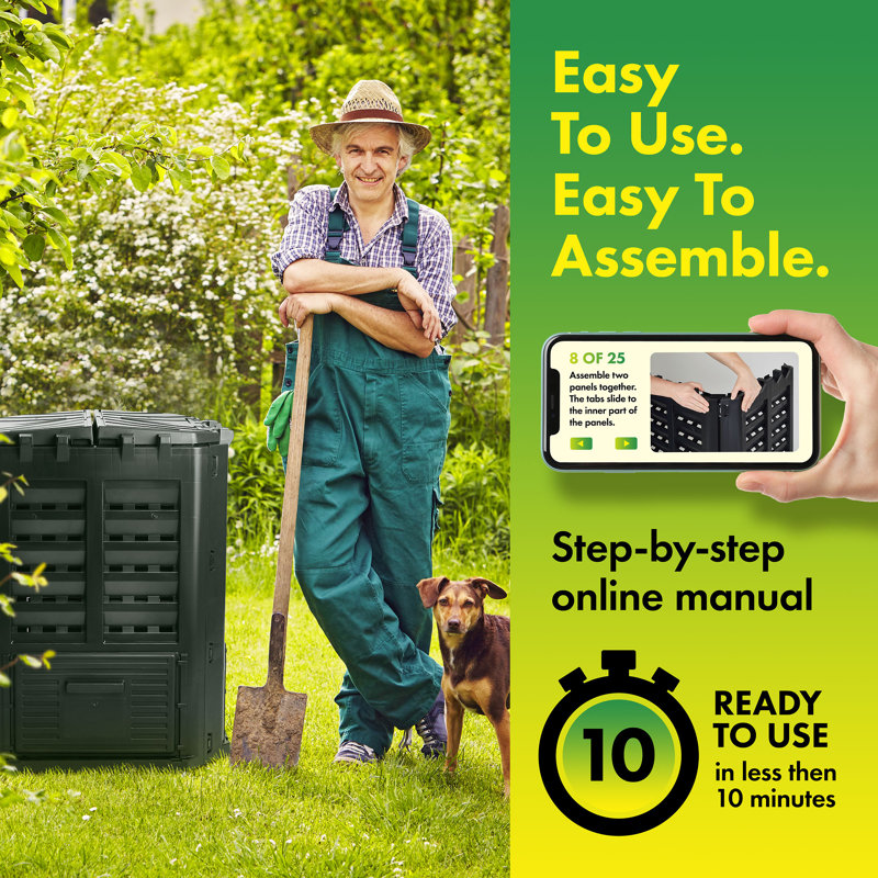 95 Gallons Plastic Odor Resistant Outdoor Stationary Composter with Latching Lid