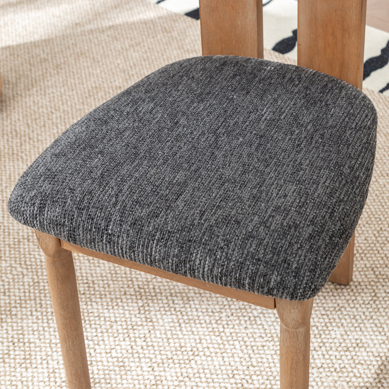 Chaise rembourrée en bois massif Morral, Gris foncé