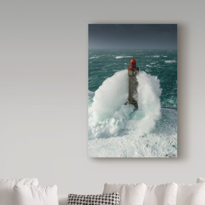'Alone Against the Waves' Graphic Art Print on Wrapped Canvas