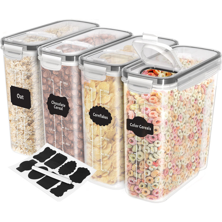 Ansee Cereal Container Food Storage Containers Easy-pour Design with  Airtight Lids Measuring Cup BPA-Free Plastic Containers for Rice Snacks  Sugar