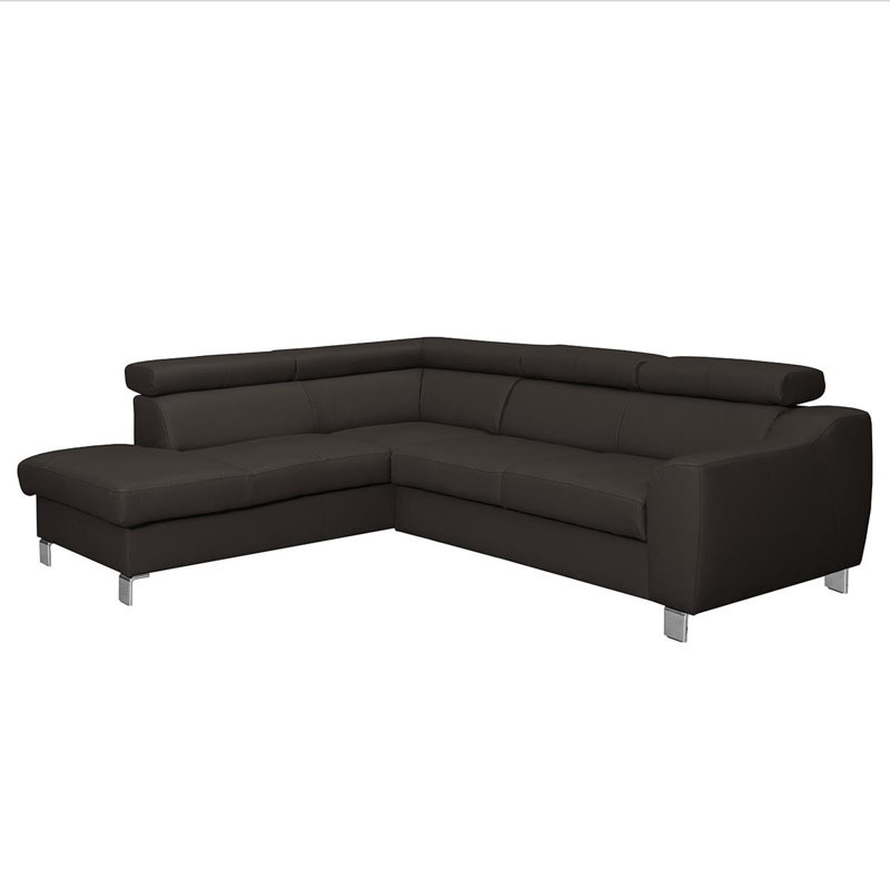 Avaiya Leather Corner Sofa with Sleeping Function and Storage, Dark Brown, No, Left Hand Facing