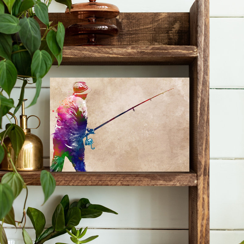 «Vibrant Fishing Art», art mural contemporain, H 12 po x l 18 po