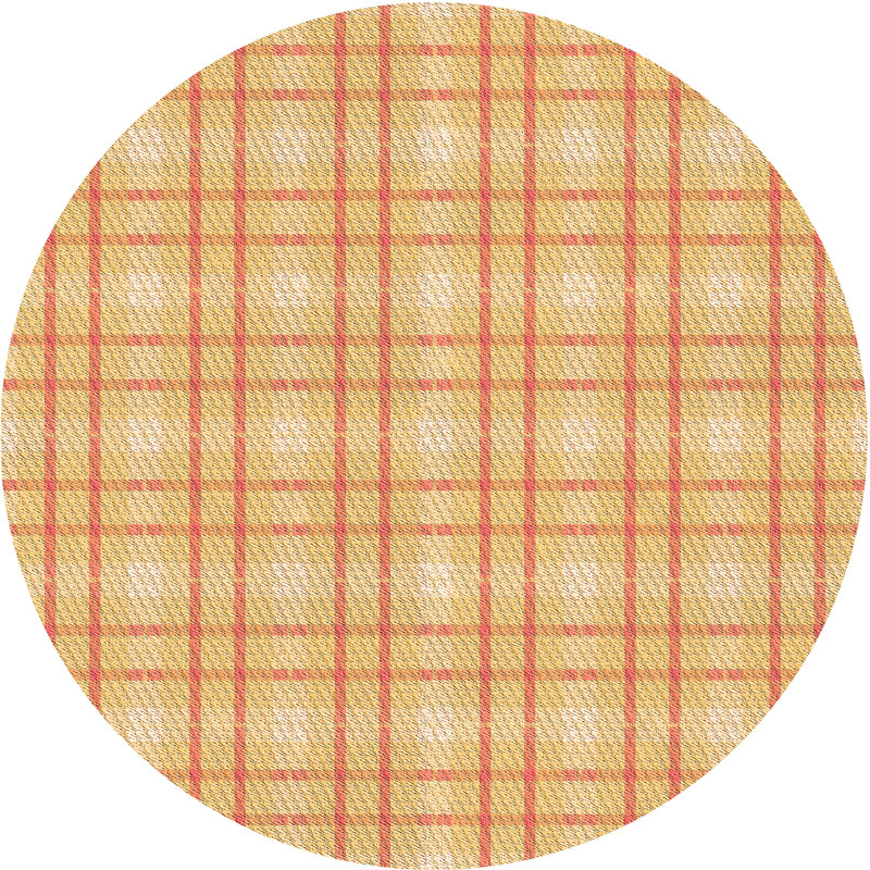 Tapis à carreaux orange, Rond 7 pi