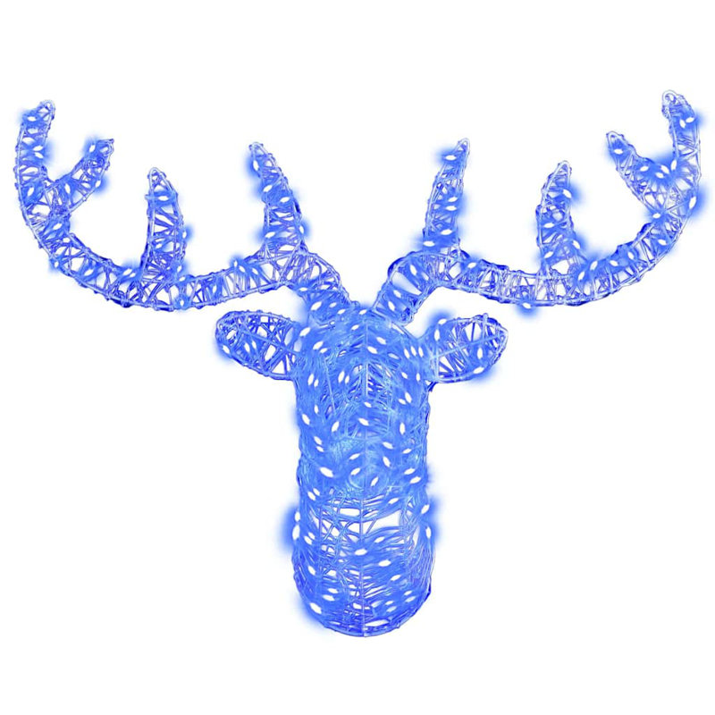 vidaXL Reindeer Head with 140 LEDs 60 cm Acrylic, Blue